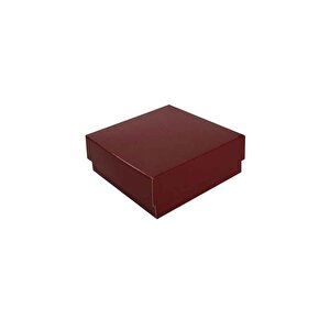 Komple Karton Kutu Düz Renk 7x7x2.2 Cm (25 Adet)  Bordo
