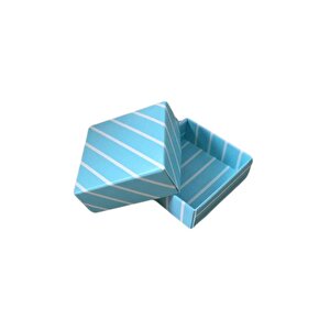 Komple Karton Kutu 5x5x2.2 Cm (50 Adet)  Çizgili Mavi