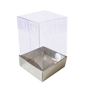 Asetat Kutu Altı Karton 5x5x8 Cm (50 Adet)  Gümüş
