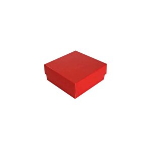 Asetat Kapaklı Karton Kutu 6x6x2.5 Cm (50 Adet)  Kırmızı