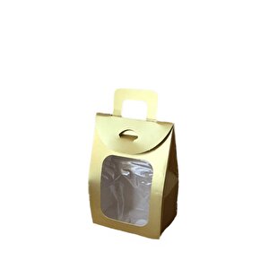 Kına Ve Çerez Çantası Pencereli Karton 7.5x11x4 (20 Adet)  Gold