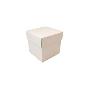 Komple Karton Kutu Düz Renk 6x6x6 Cm (25 Adet)  Beyaz