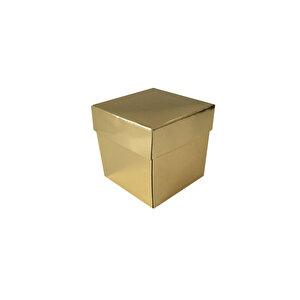 Metalize Parlak Komple Karton Kutu Düz Renk 6x6x6 Cm (25 Adet)  Gold