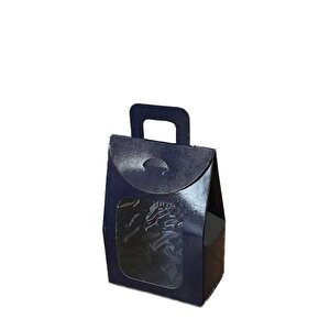 Kına Ve Çerez Çantası Pencereli Karton 7.5x11x4 (20 Adet)  Lacivert