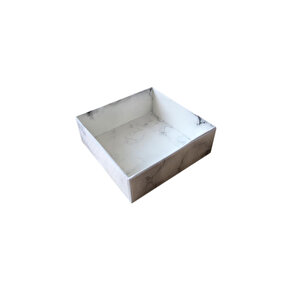 Asetat Kapaklı Karton Kutu Mermer Desenli 8x8x3 (50 Adet)  Beyaz