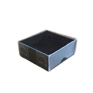 Asetat Kapaklı Karton Kutu 6x6x2.5 Cm (50 Adet)  Siyah