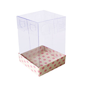 Asetat Kutu Altı Karton 5x5x8 Cm (50 Adet)  Puantiyeli Pembe