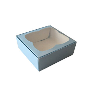 Çerçeveli Karton Kutu 8x8x3 Cm (50 Adet)  Mavi