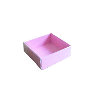Asetat Kapaklı Karton Kutu 6x6x2.5 Cm (50 Adet)  Pembe
