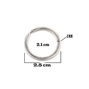 Zincirsiz Boş  Yassı Model Anahtarlık Halkası  2.5 Cm (1000 Adet)  Gümüş