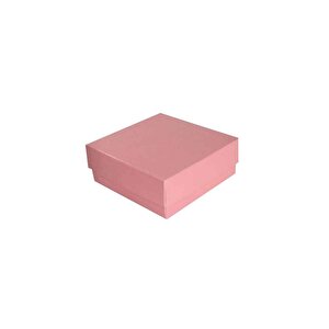 Komple Karton Kutu Düz Renk 8x8x3 Cm (25 Adet)  Pembe
