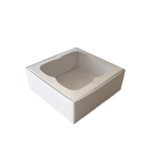 Çerçeveli Karton Kutu 8x8x3 Cm (50 Adet)  Beyaz