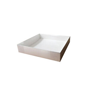 Asetat Kapaklı Karton Kutu Havlu Kutusu 25x25x5 Cm (10 Adet)  Beyaz