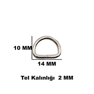 Anahtarlık Montaj Halkası D Çanta Bağlantı Halkası 14x10 Mm (100 Adet)  Gümüş