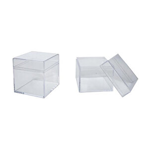 Kutu Kare Model Mika 5x5x5 Cm Şefafaf (12 Adet)