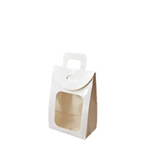 Kına Ve Çerez Çantası Pencereli Karton 7.5x11x4 (20 Adet)  Beyaz