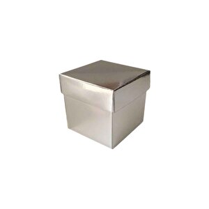 Komple Karton Kutu Düz Renk 6x6x6 Cm (25 Adet)  Gümüş