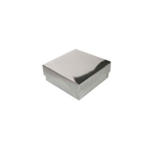Komple Karton Kutu Düz Renk 7x7x2.2 Cm (25 Adet)  Gümüş