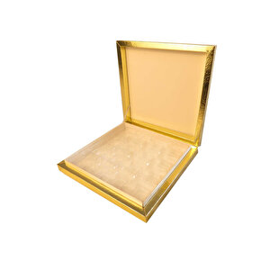 Karton Çikolata Kutusu 16 Lı Separatörlü 23.5 X 22.5 Cm   Altın