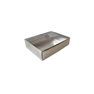 Asetat Kapaklı Karton Kutu 9x12x3 Cm (25 Adet)  Gümüş