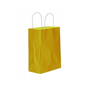 Kağıt Hediye Çantası Düz Renk Büyük Boy 25x31 Cm (25 Adet)  Gold