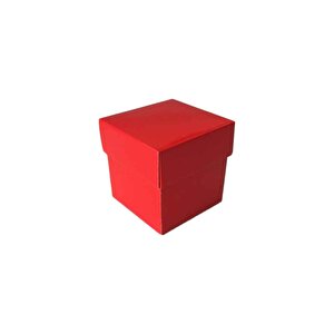 Komple Karton Kutu Düz Renk 6x6x6 Cm (25 Adet)  Kırmızı