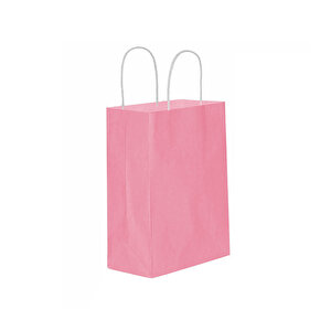 Kağıt Hediye Çantası Küçük Boy Düz Renk 18x24 Cm (25 Adet)  Pembe