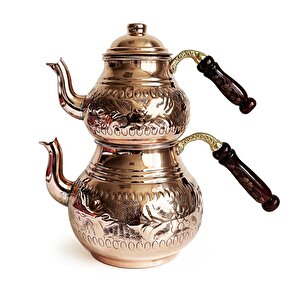 El İşleme Klasik Bakır Çaydanlık No:2 Kalın