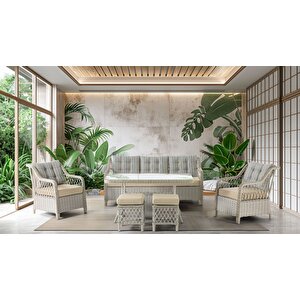 Petra Alüminyum Rattan 3 1 1 Masa 2puf Bahçe Balkon Mobilyası,çok Renkli̇ Çok Renkli