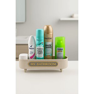 Lines Serisi Açık Gri Banyo Seti, 5 Parça Akrilik Organizer, Sabunluk, Diş Fırçalık, Pamukluk Takımı 3386 Açık Gri