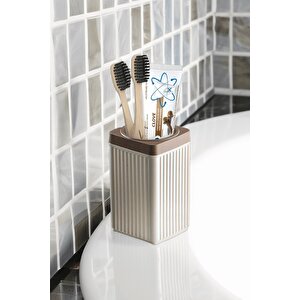Lines Serisi Açık Gri Banyo Seti, 5 Parça Akrilik Organizer, Sabunluk, Diş Fırçalık, Pamukluk Takımı 3386 Açık Gri