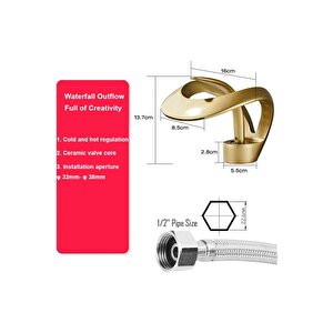 Lüks Gold Altın Şelale Lavabo Bataryası