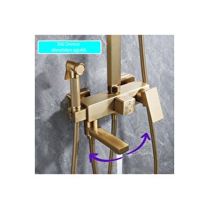 Gold Duş Seti Robot Yağmurlama Tepe Duş Seti  30x30cm Büyük Tepe Duş Başlığı 4'lü Banyo Seti