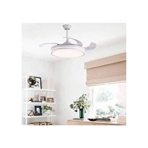 Elegant 95w Gizli Kanat Aydınlatmalı Uzaktan Kumandalı 3 Renk Fonksiyonlu Dekoratif Tavan Vantilatörü Hs-9311 Beyaz