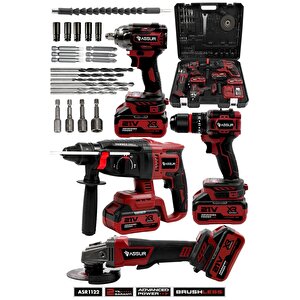 Profesyonel 21v 4'lü Set Taşlama & Kırıcı Delici Hilti & Somun Sıkma Sökme & Matkap