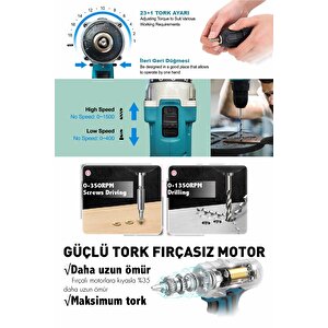 Profesyonel 18v Çift Akülü Vidalama & Ağaç Odun Dal Budama Testeresi 2'li Set