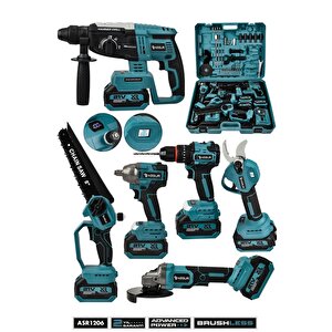 21v Darbeli Kömürsüz 6'lı Set S.s. Sökme-matkap Vidalama-kırıcı Delici Hilti-taşlama-makas-testere