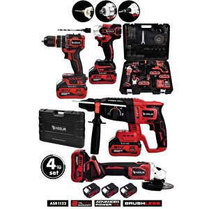 Profesyonel 21v 4'lü Set Taşlama & Matkap & Kırıcı Delici Hilti & Somun Sıkma Sökme