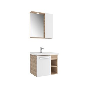 Mare Banyo Dolabı Takımı 65 Cm Beyaz-meşe