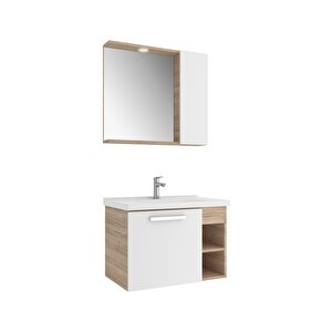 Mare Banyo Dolabı Takımı 80 Cm Beyaz-meşe