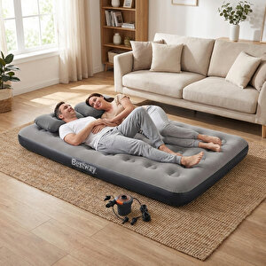 Ultra Queen 2 Kişilik Şişme Yatak + Elektrikli Pompa Ve Yastık Hediyeli 191x137x22cm 671gz Bw145