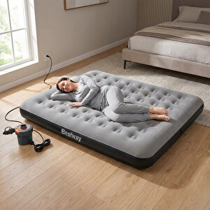 Ultra King 3 Kişilik Şişme Yatak Ve Elektrikli Pompa 203x183x22cm 671hc Bw147