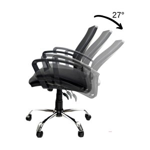 Sers Çalışma Sandalyesi Siyah Ofis Krom Ayak Petek Fileli Şef Ofis Çalışma Koltuğu
