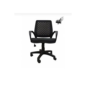 Siyah Fileli Büro Ofis Çalışma Koltuğu, Ergonomik Bilgisayar Sandalyesi