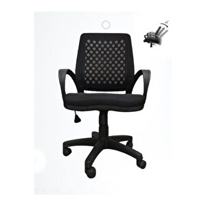 I Office Furniture & Desing Siyah Fileli Büro Şef Sekreter Çalışma Koltuğu Bilgisayar Sandalyesi 001