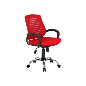 Sers Kırmızı Ofis Büro Koltuğu-krom Çalışma Sandalyesi
