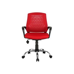 Sers Kırmızı Ofis Büro Koltuğu-krom Çalışma Sandalyesi