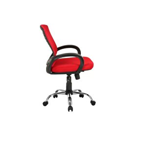 Sers Kırmızı Ofis Büro Koltuğu-krom Çalışma Sandalyesi