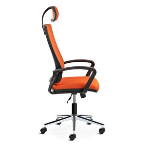 Panorama Yönetici Ofis Çalışma Sandalyesi-turuncu Krom Ayak Başlıklı