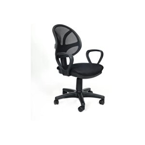 Oval Siyah Fileli Bilgisayar Ofis Çalışma Sandalyesi Koltuğu 06oval